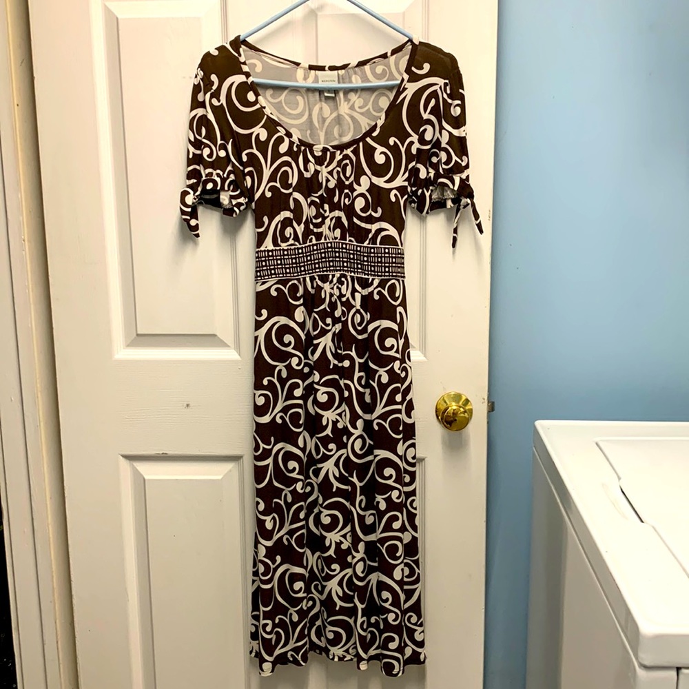 Merona brown sun dress cap sleeves with ties and bow tie in back